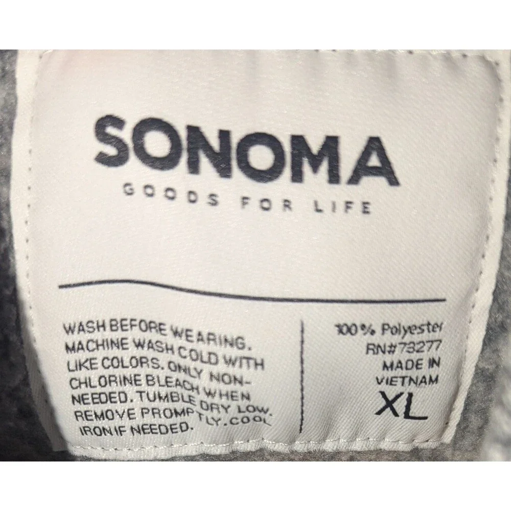 Sonoma Men's Super Soft Sweater Fleece XL Gray Long Sleeve Pockets Stretch